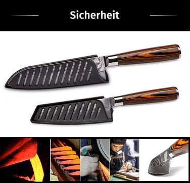 Набір ножів кухонних Wolfblood Santoku Дамаск (30 см та 24 см) - 67 шарів, сталь 62 HRC, дерев'яна ручка, подарункова коробка