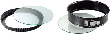 ORIGINAL KAISER Inspiration Tart Pan with Lifting Base Glass 28 cm & Inspiration Springform Pan Glass Bottom 26 cm round, lifting base, cut-resistant, leak-proof, non-stick coated, ready to serve