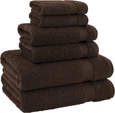Набір махрових рушників American Bath Towels з 100% бавовни, ультрам'який та гігроскопічний комплект для ванної кімнати (6 предметів: 2 великі, 2 середні, 2 маленькі), коричневий, XL