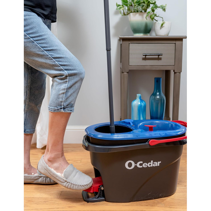 O-Cedar EasyWring Microfiber Spin Mop Refills, Floor Cleaning System with 2 Extra, Plastic, Rinseclean Spin Mop & Bucket + 2 Extra Refill Packs, RC