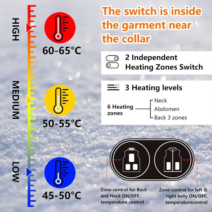 Електрична гріюча жилетка для чоловіків з 6 зонами обігріву, USB, для осені, зими, чорна XXL