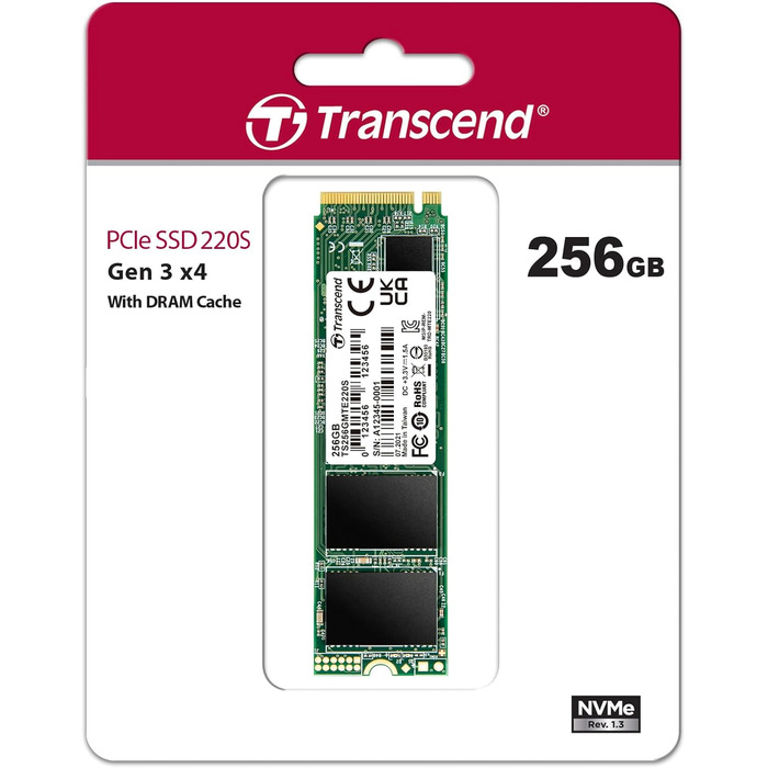 SSD Transcend MTS220S 256GB NVMe PCIe Gen3 x4 M.2 2280 - Швидкий внутрішній накопичувач