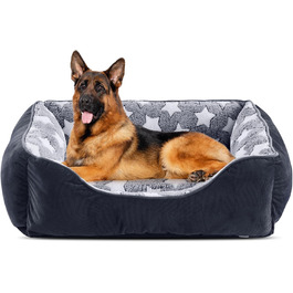 FURTIME Dog Bed - Medium Dogs, Dog Basket, Washable Dog Cushion, Non-Slip Dog Beds, Fluffy Dog Mattress with Raised Edges, Soft Dog Sofa for Dogs, Cats - Black/Stars (XXL(106x80x23cm))