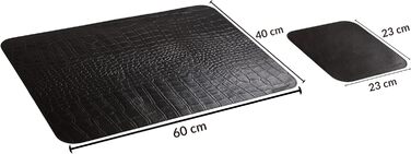 Підкладка для столу зі шкіри, 2 шт. XXL, з ковриком для миші, чорна, з натуральної шкіри кокосового горіха