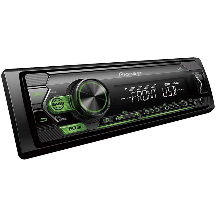 Автомагнітола Pioneer MVH-S120UBG 1DIN RDS, USB, MP3, AUX, підтримка Android, зелена підсвітка, 4х50Вт, еквалайзер, ARC App, без Bluetooth