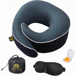 Подушка для шиї з Memory Foam 360° з підтримкою голови та підборіддя для літака, авто та дому - ергономічна, регульована
