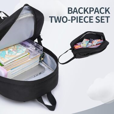 Дитячий рюкзак для підлітка: для школи, ноутбука, подорожей (17 дюймів, чорний)