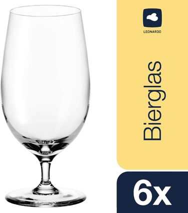 LEONARDO HOME CIAO+ Beer Glasses, Glasses, clear, 6 pieces (1 pack), 6