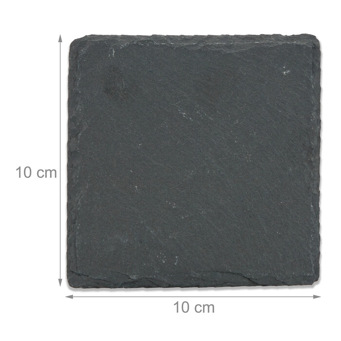 Relaxdays Set of 10 Slate Coasters, 10x10 cm