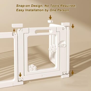 Кізочок-загон для собак з дверцятами, безпечний загон для собак, цуценят, котів, кроликів, горностаїв, просте встановлення та прибирання, пластиковий загон з анкерами та присосками для маленьких тварин (2 додаткові пластини)