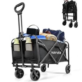 Складний візок для кемпінгу Bollerwagen 80 кг, 60л, 360° колеса, Oxford 600D, сталевий каркас
