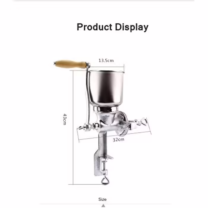 Manual Grinder, Table Clamp Corn Mill Grain Mill, Manual Mill Manually with Large Cast Iron Hopper for Grains, Seeds, Coffee, Corn, Pepper, Nuts 43 x 28 x 16 cm