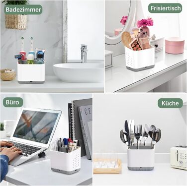 Тримач для зубних щіток з пластику, антиковзкий, для електричної зубної щітки, сірий, з 4 слотами, з піддоном для зливу води