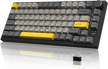 Механічна клавіатура YINDIAO AK820 PRO з TFT дисплеєм та кнопкою, 2.4G Wireless/BT5.1/USB-C, 75% ANSI, Hot-Swap, лінійний перемикач, RGB-підсвітка, для PC/MAC (Сірий)