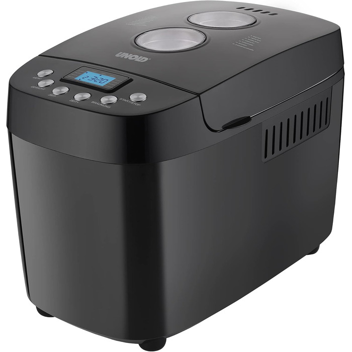 Unold 68525 BACKMEISTER Big Black: хлібопечка для 1.5 кг, 15 програм, без глютену, таймер, підігрів, LCD дисплей
