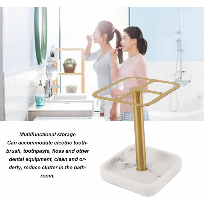 Bathroom Toothbrush Holder, 304 Stainless Steel, 3-Slot Bathroom Toothbrush Holder, Space-Saving Toothpaste Organizer (Gold)