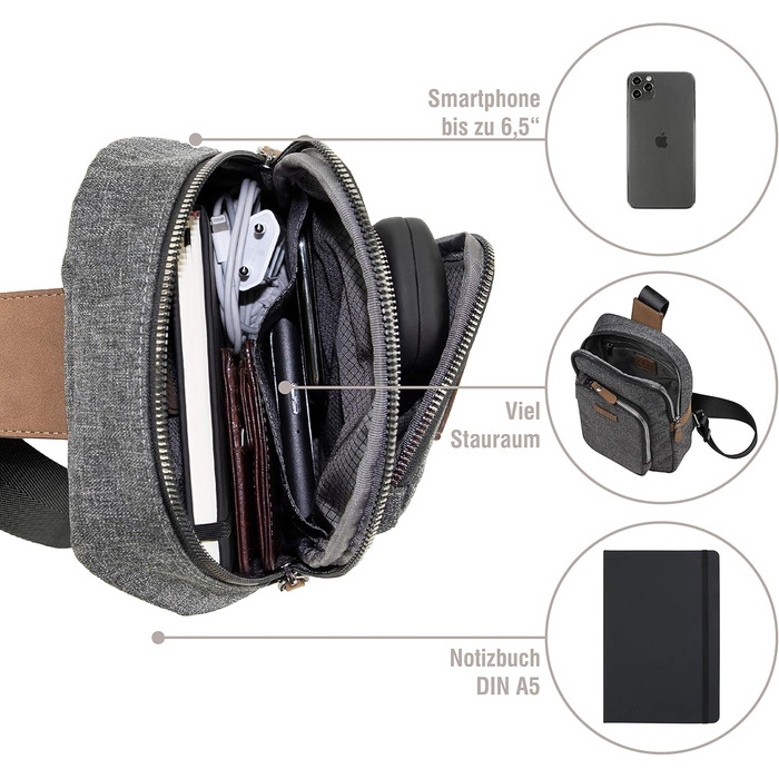 Сумка Bugatti Luce Crossbody Grey (сіра) - через плече