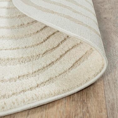 Килим Everest - сучасний килим з коротким ворсом для вітальні та спальні з ефектом висоти-низькості, 3D ефект, висока щільність ворсу та приємно м'який, абстрактний дизайн, кремовий колір (діаметр 160 см, кремовий-14)