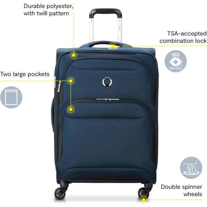 Чемодан DELSEY Paris Sky Max 2.0 Softside Розширюваний з спінерами, Зелений (2-Piece Set (21/24), Синій)
