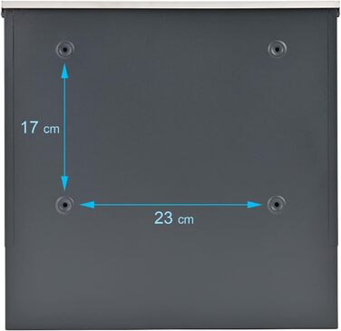 Поштовий ящик Verda з газетницею, нержавіюча сталь, антрацит, 2 ключі - дизайнерський настінний поштовий ящик з прихованим замком