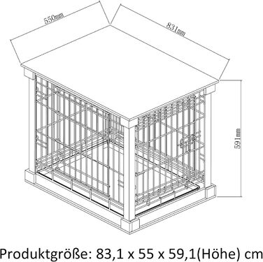 Будка для собак Dobar® Design з дерева, розмір M - будок з поверхнею столу - внутрішня собача будка - собача будка з масиву - журнальний столик - 83 x 55 x 59 см - білий