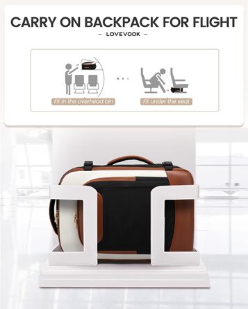 Чоловічий/Жіночий рюкзак OVEVOOK для ручної поклажі, 40 л, валіза-рюкзак для подорожей, з відділенням для ноутбука, водонепроникний, для ділових поїздок та вихідних (L, чорно-бежево-коричневий)
