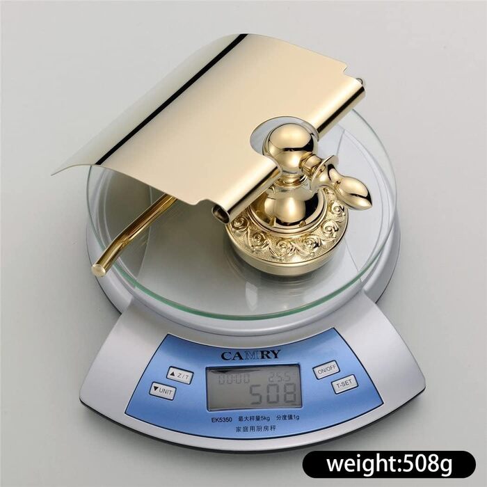 CASEWIND Toilet Paper Holder Gold, Wall Mounted Toilet Paper Holder, Wall WC Paper Bracket with Cover Brass for Drilling