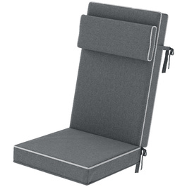 Подушка для сидіння Outsunny 120 x 47 x 9,5 см водовідштовхувальна, подушка для стільця з зав'язками, підголівник, UPF50+ Outdoor Indoor, сидіння для розкладного стільця, обіднього стільця, темно-сіра | Aosom