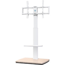 Підставка для телевізора FITUEYES біла з дерев'яною основою, регульована по висоті та поворотна, для телевізорів 32-70 дюймів (плоских та curved), до 40 кг, VESA 600x400