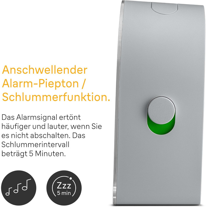 Braun Classic Analog Alarm Clock with Snooze Function and Continuous Backlight, Quiet Quartz Movement, Gradually Increasing Alarm Tone in Grey, Model BC22G.