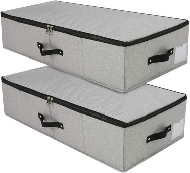 Складана коробка для зберігання під ліжком, 90x42x18 см, чорно-сіра. Органайзер для ковдр, одягу, постільної білизни. Підходить для спальні та шафи.