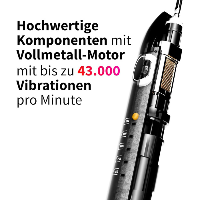 Zahnheld GERO G3 Електрична звукова зубна щітка з кейсом та насадкою | Відбілююча паста Natural White | 5 режимів чищення, тривала робота від акумулятора, чорний колір