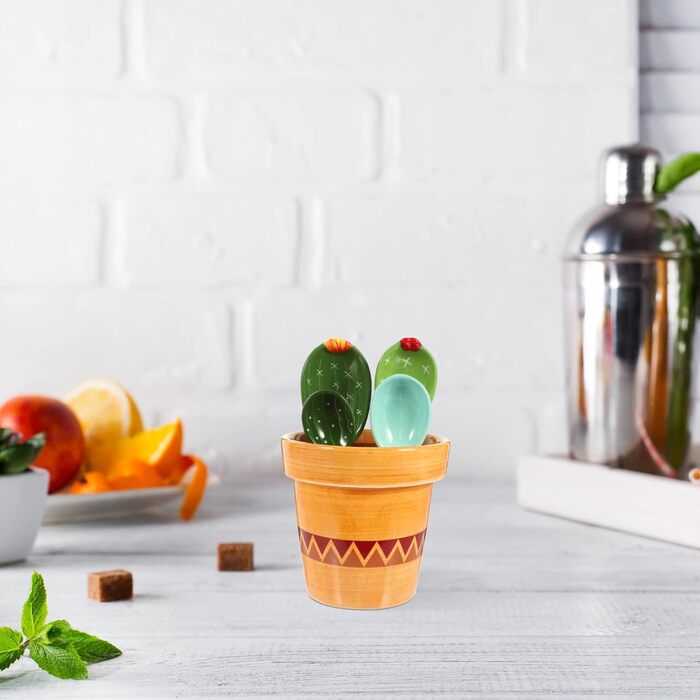 Zerodeko 1 Cactus Measuring Spoon Cactus Measuring Cacti with Holder Coffee Measuring Measuring Cup Gifts Baking Measuring Spoons For The Kitchen Salt Spoon Milk Small Tools Ceramic Coffee Powder