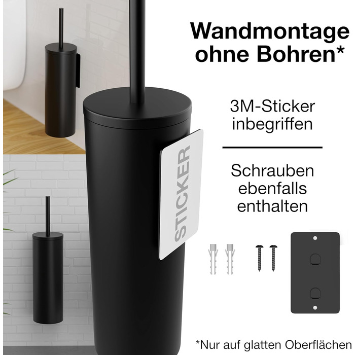 Набір щіток для унітазу Hovea (2 шт.) - чорний - силікон та метал - кріплення на стіну без свердління