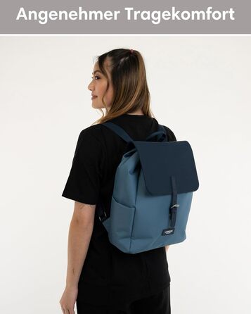 LARKSON Rucksack for Women Small - Ida - Small Women's Backpack for Leisure, University or City - With Laptop Compartment (up to 13 inches) - Elegant & Sustainable - Water-Repellent (Blue Multi)