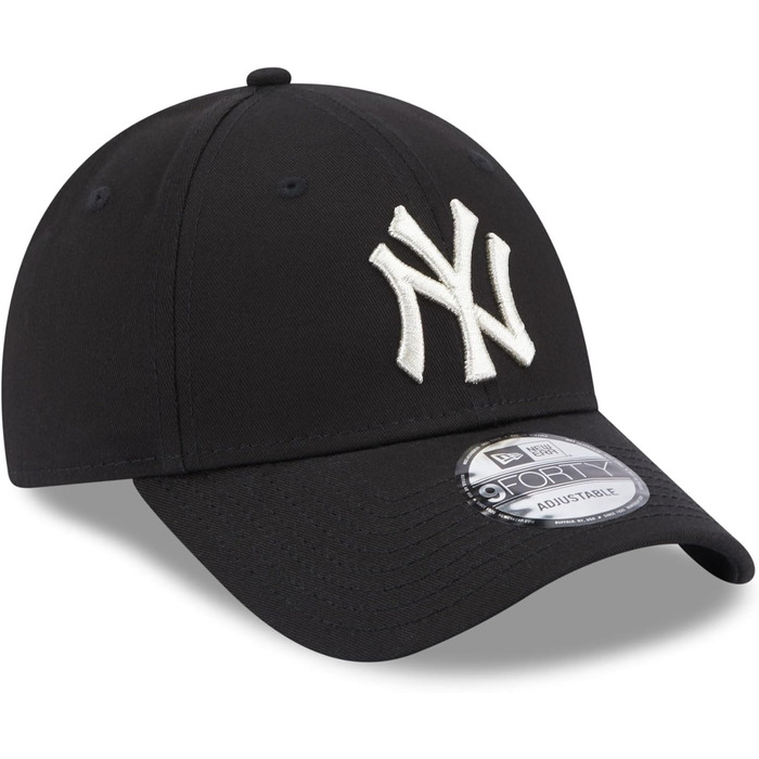 Кепка New Era New York Yankees MLB з металевим логотипом, чорна, регульована, жіноча, 9Forty