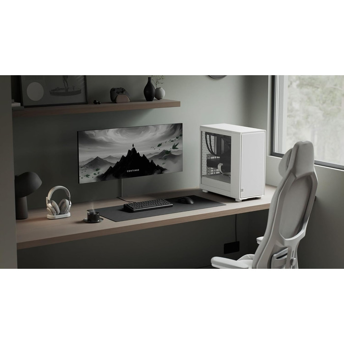 Комп'ютерний корпус Fractal Design Epoch XL White з темперованим склом, сітчастою передньою панеллю та 3 вентиляторами Momentum 12