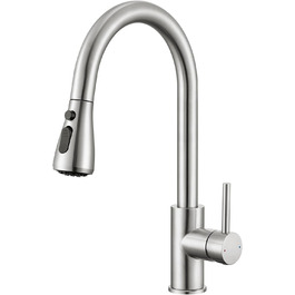 Кран кухонний CECIPA з 3 режимами, висувна лійка, поворотний на 360°, з високим виливом, нержавіюча сталь, з однією ручкою