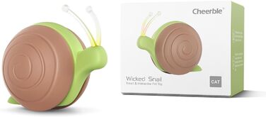 Interactive Cat Toy with LED Lights, Wicked Snail, Electric Cat Toy, DC Rechargeable, Moving Cat Toy, Gifts for Kittens, Brown