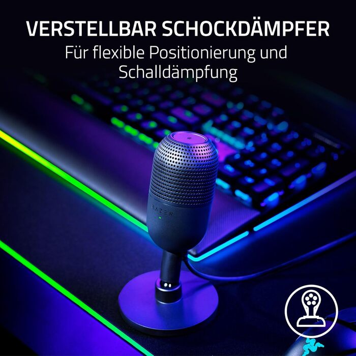 Мікрофон Razer Seiren V3 Mini - компактний USB мікрофон з LED-індикатором та інтегрованим демпфером