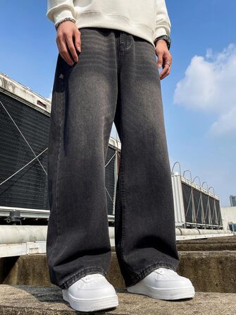 Чоловічі джинси Zewool Baggy Hip Hop, широкі, вузькі до низу, стрейч-денім, чорні, розмір M