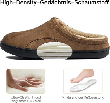 Чоловічі домашні тапочки з меморі-піною, теплі зимові тапочки, з підкладкою, сліпони з неслизькою гумовою підошвою, для дому та вулиці, 49/50 EU, Коричневі
