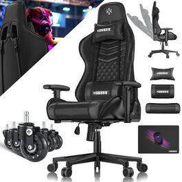 Ігрове крісло KESSER Ergonomisch з підголівником та подушкою під поперек, чорне