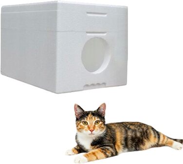 Вологостійкий котячий будиночок QLS зі стиропора, 58x38 см – ізольоване захисне житло для котів на вулицю