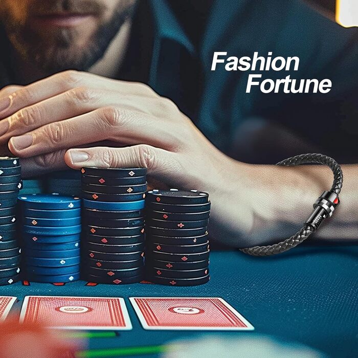 Чоловічий браслет з плетеної шкіри та магнітним застібкою (чорний). Подарункова коробка в комплекті