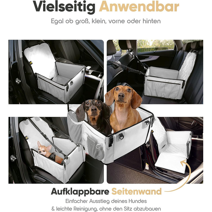 Extra Stable Dog Car Seat - Reinforced Walls & 5 Straps - Waterproof Dog Car Seat for Rear & Front Seat (Standard Size)