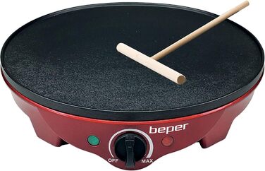 Електрична млинниця Beper BT.710Y 800Вт, червоно-чорна, антипригарне покриття, для приготування млинців та налисників