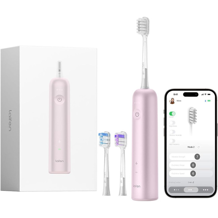 Електрична звукова зубна щітка Laifen Wave з 3 насадками, IPX7, USB, для дорослих (Алюмінієво-рожева)