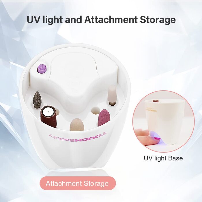 TOUCHBeauty Електричний фрезер для нігтів 5-в-1, бездротовий, манікюр/педикюр, UV LED сушарка, AG-1335C (Рожевий)