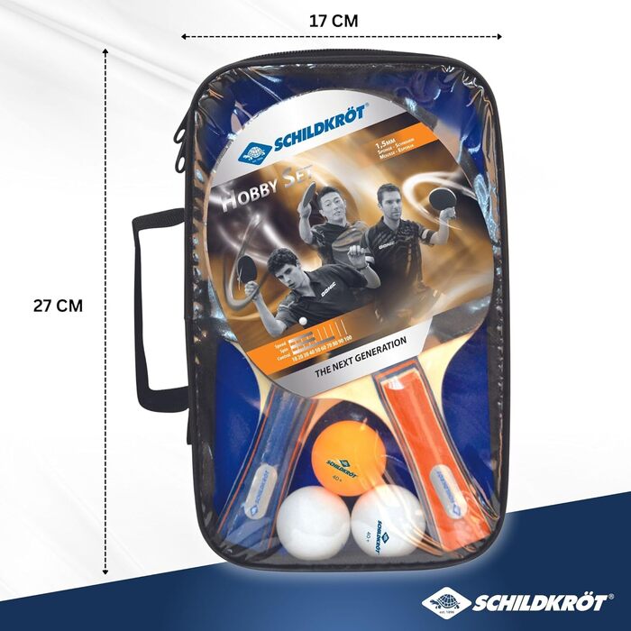 Набір для настільного тенісу Donic-Schildkröt Hobby для 2 гравців (2 ракетки, 3 м'ячі, у футлярі), 788602